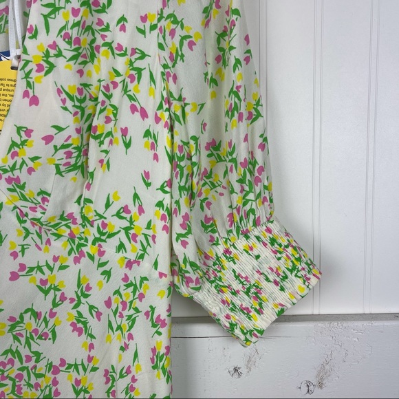 RIXO Puff Sleeved Tulip Print Mini Dress - Picture 3 of 7